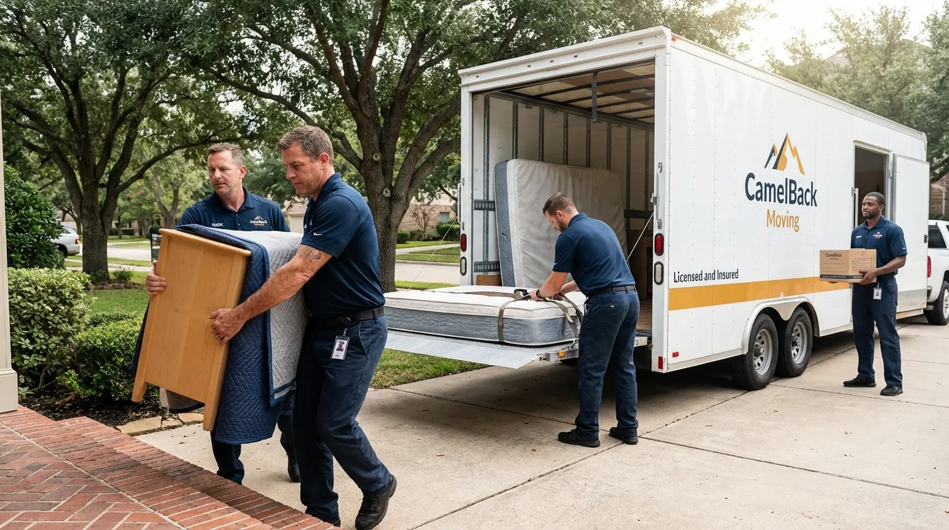 Crew loading residential truck for cross-state move from Hayneville, AL