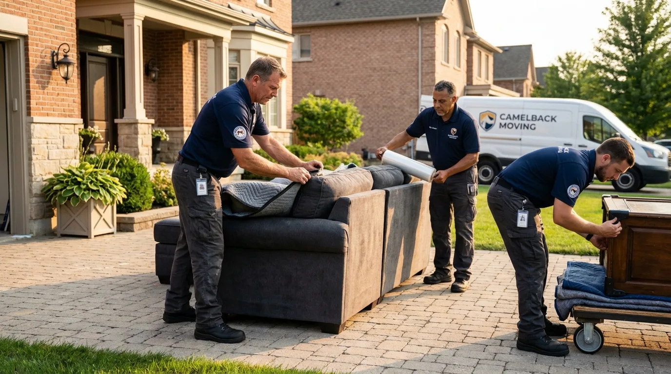 Large estate moving crew wrapping furniture in Hayneville, AL